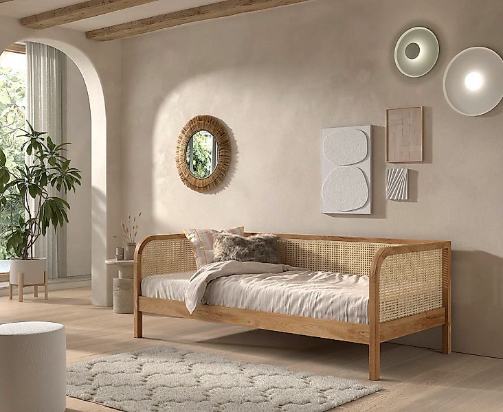 Home affaire Bett »Olive, mit Eiche massiven Bettpfosten, Bettseiten furnie günstig online kaufen
