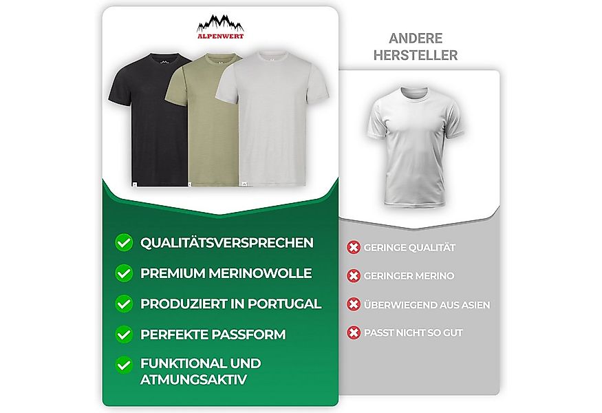 Alpenwert T-Shirt Herren Merino T-Shirt - mulesingfreie Wolle - hergestellt günstig online kaufen