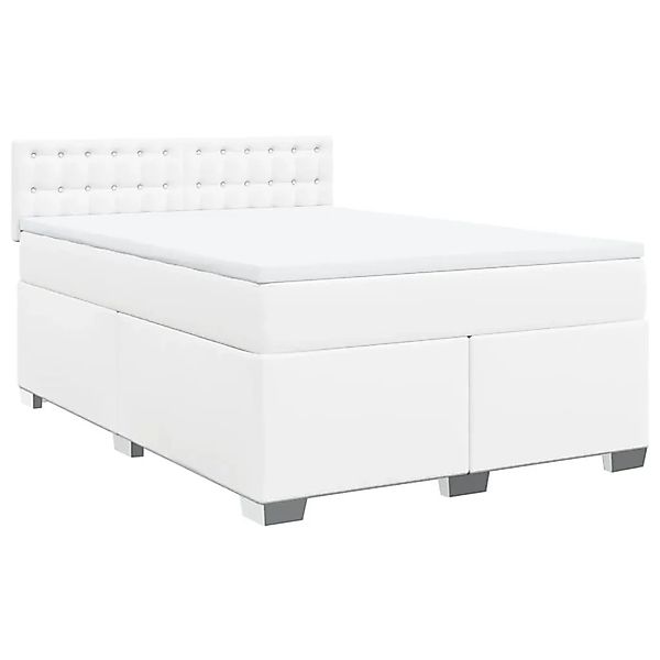 vidaXL Boxspringbett mit Matratze Weiß 140x200 cm Kunstleder 3288425 günstig online kaufen