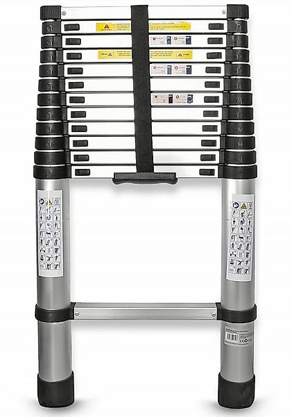 EAXUS Teleskopleiter Ausfahrbare Leiter Aluminium 3,8 Meter DIN EN 131 Mehr günstig online kaufen
