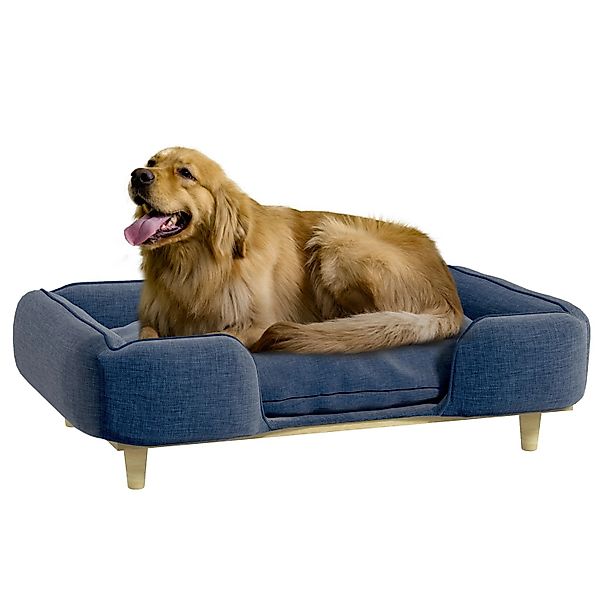 PawHut Tierbett Hundecouch, Hundesessel mit Holzbeine, Polyester-Gewebe, Bl günstig online kaufen