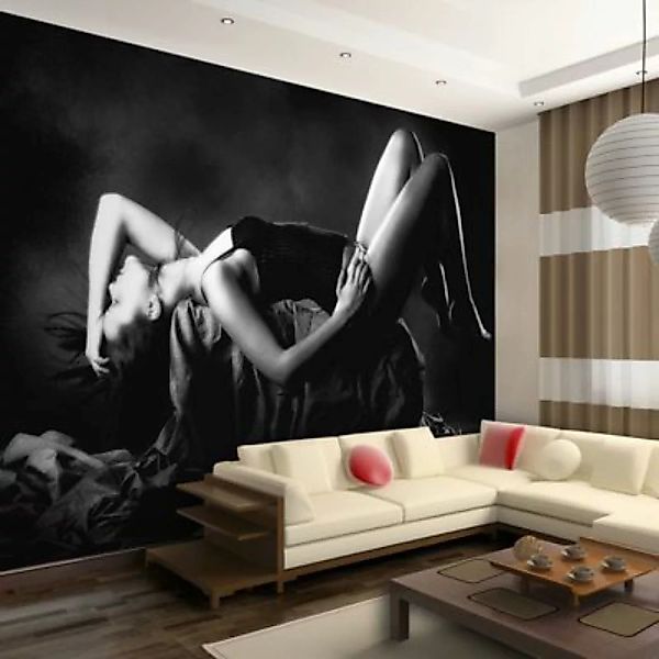 artgeist Fototapete Frau im sexy Dessous schwarz/weiß Gr. 250 x 193 günstig online kaufen