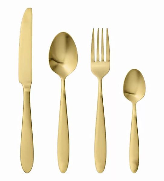 Besteck Set  gold metall / 4-teilig - Stahl - Bloomingville - Metall günstig online kaufen