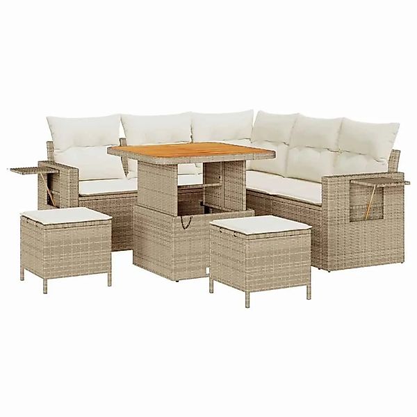 vidaXL Gartensofa-Set mit Kissen 9 Stk Beige und Creme Poly-Rattan 3363691 günstig online kaufen