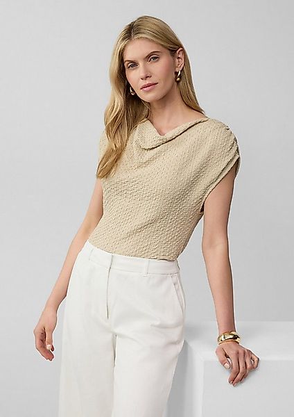 s.Oliver Kurzarmshirt T-Shirt Strukturiertes Shirt mit Wasserfall-Ausschnit günstig online kaufen