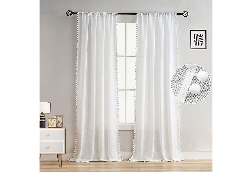 Jibenhome Scheibengardine Voile Gardinen mit Stangedurchzug,Bistrogardine ( günstig online kaufen