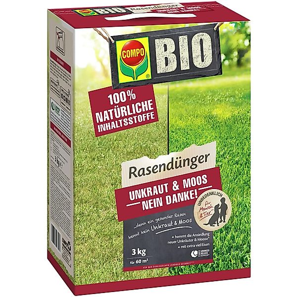 Compo Bio Rasendünger Unkraut & Moos Nein Danke! 3 kg günstig online kaufen