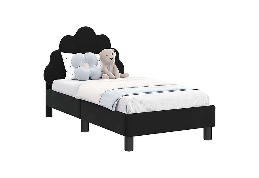 vidaXL Bett Kinderbettgestell mit Kopfteil Schwarz 70 x 140 cm Samt (1-tlg) günstig online kaufen