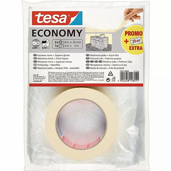 Tesa Malerband-Set Economy 2 x 50 m x 30 mm inkl. Folie günstig online kaufen