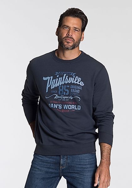 Mans World Sweatshirt Langarm, lässiger Print, Rundhals, aus Baumwollmischu günstig online kaufen