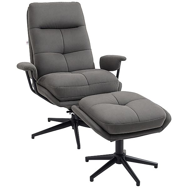 HOMCOM Relaxsessel mit Hocker Mikrofaser Stahl Mehrschichtplatte Dunkelgrau günstig online kaufen