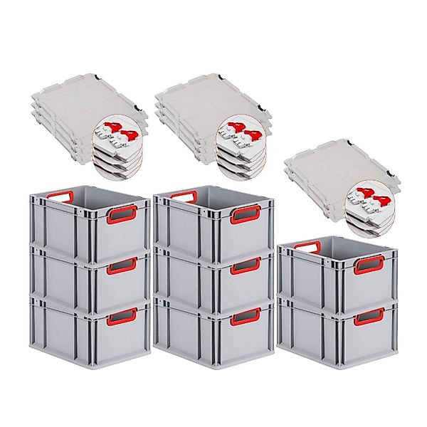 PROREGAL Spar Set 8x Eurobox Nextgen Color Mit Scharnierdeckel & Schiebesch günstig online kaufen