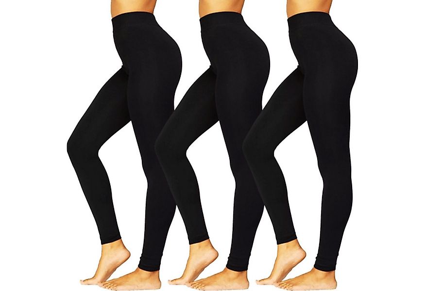 TEXEMP Thermoleggings 3er Pack Damen Thermo Leggings Baumwolle Hose Winter günstig online kaufen