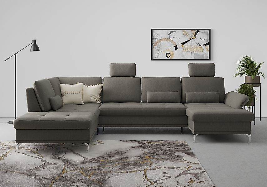 Home affaire Wohnlandschaft »Palm Beach U-Form« Federkern, mit Sitztiefenve günstig online kaufen