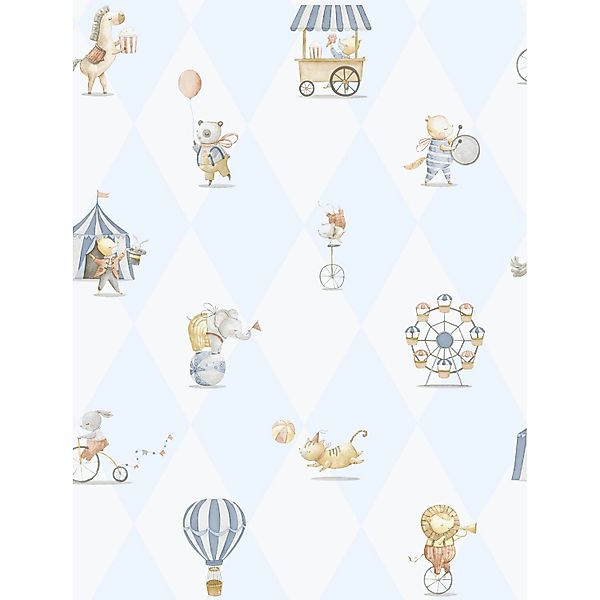 Sanders & Sanders Tapete Zirkus Hellblau und Weiß 53 cm x 10.05 m günstig online kaufen