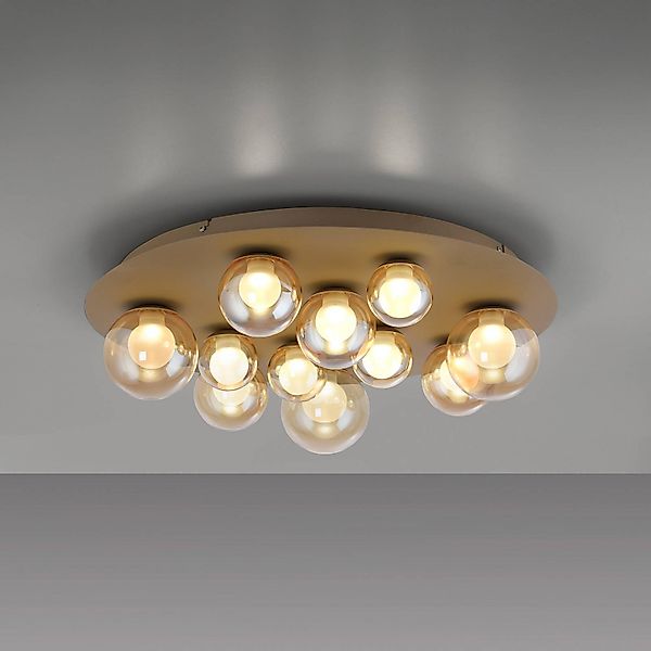 PURE LED-Deckenlampe Popup, bronze/amber Ø 60 cm CCT, 11-fl. günstig online kaufen