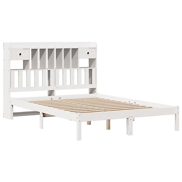 vidaXL Massivholzbett mit Regal ohne Matratze Weiß 140x200 cm Kiefer 332162 günstig online kaufen