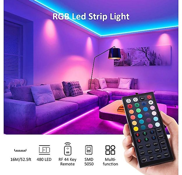 Novostella LED Stripe RGB Stripe 6/12/16M mit Fernsteuerung LED Band, LED S günstig online kaufen