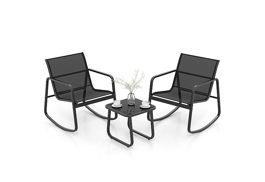 COSTWAY Sitzgruppe, (3-tlg), Balkonset mit 2 Schaukelstühle & Tisch günstig online kaufen