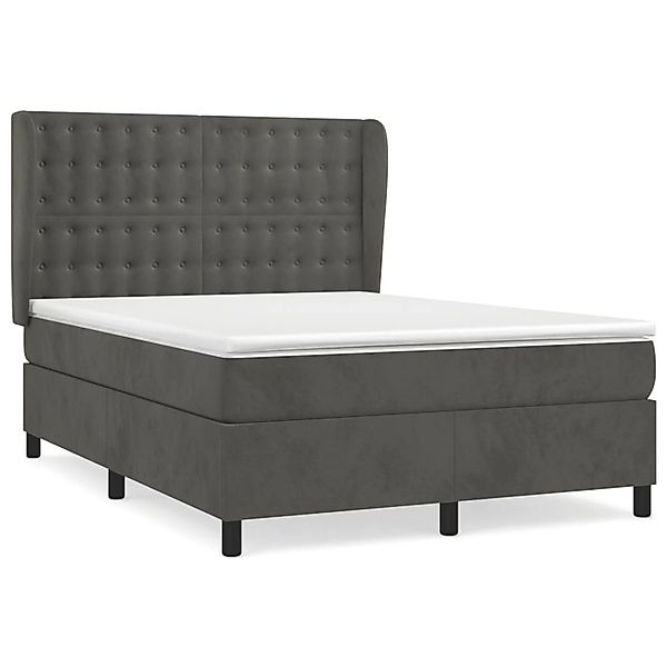 vidaXL Boxspringbett Boxspringbett mit Matratze Dunkelgrau 140x200 cm Samt günstig online kaufen