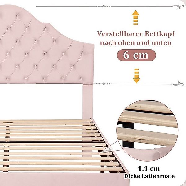 HAUSS SPOLE Polsterbett 140x200 mit Lattenrost und höhenverstellbares Kopft günstig online kaufen