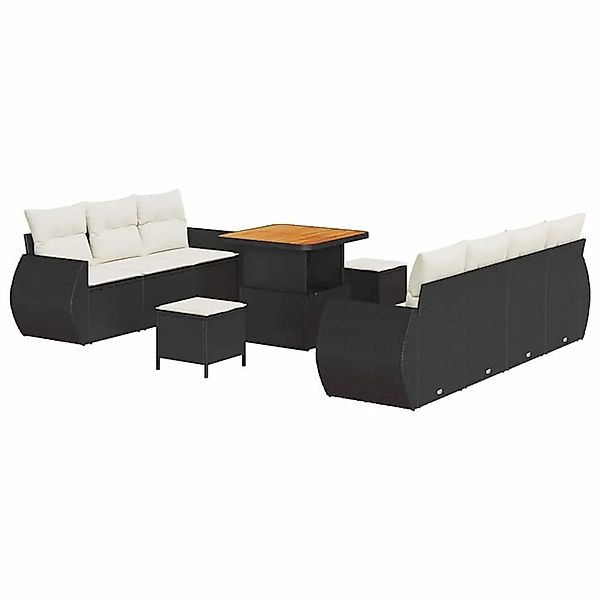 vidaXL Gartensofa-set mit Kissen 10-Tlg Schwarz und Creme Poly-Rattan 33637 günstig online kaufen