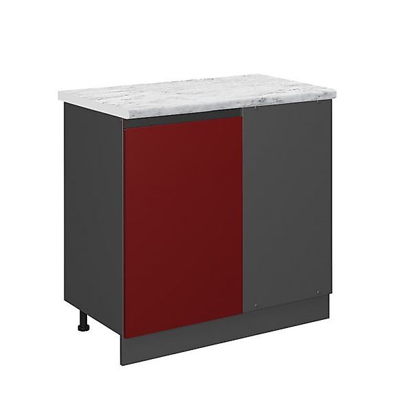 Vicco Eckunterschrank R-Line Küchen Eckschrank Rot/Anthrazit AP Marmor günstig online kaufen