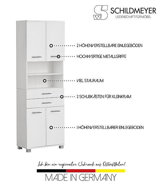 welltime Hochschrank "Emmi, Breite 59 cm made in Germany" 4 Türen, Metallbe günstig online kaufen