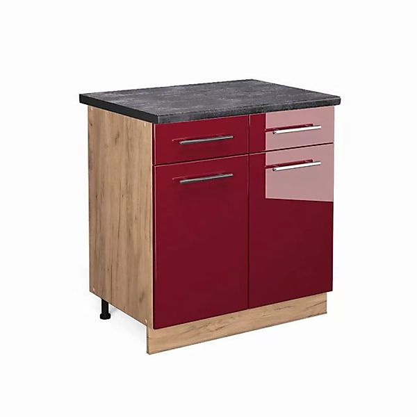 Vicco Unterschrank Fame-Line, Bordeaux Hochglanz/Goldkraft Eiche, 80 cm, AP günstig online kaufen