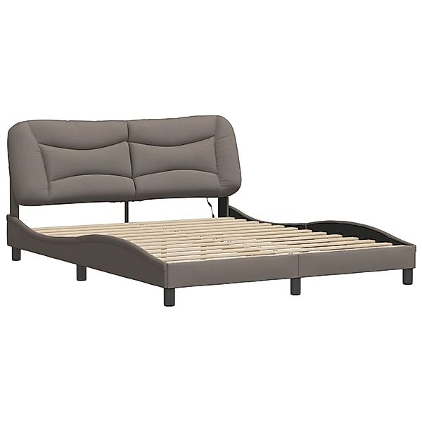 vidaXL Bettgestell mit LED ohne Matratze Hvar Taupe 160x200 cm Stoff 321371 günstig online kaufen