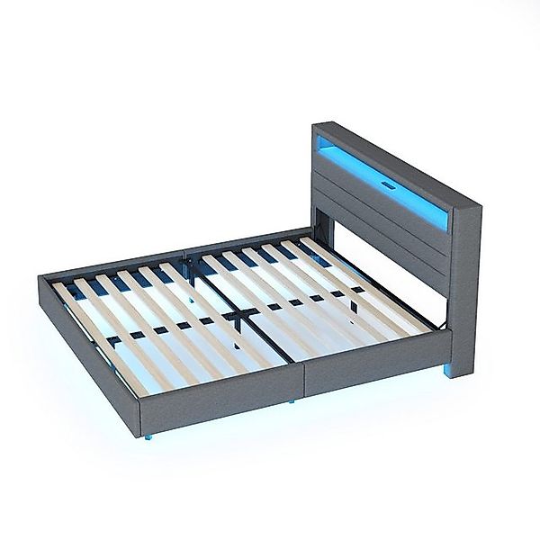 REDOM Polsterbett Doppelbett Stauraumbett (mit USB-Steckdose und LED-Licht, günstig online kaufen