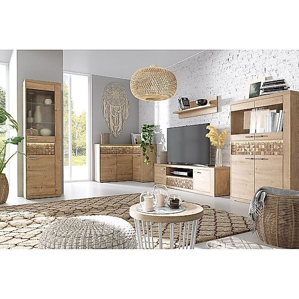 Lomadox Wohnzimmer-Set NUSCO-161, (Mega-Spar-Set, 5-St., Vitrine günstig online kaufen