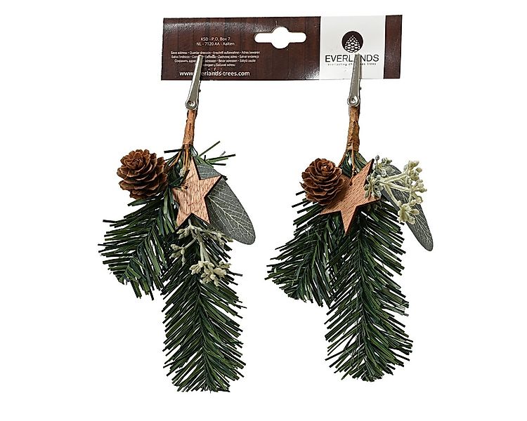 Kunstzweig, Kaemingk, Künstliche Zweige mit Clip 22cm mit Stern 2er Set Grü günstig online kaufen