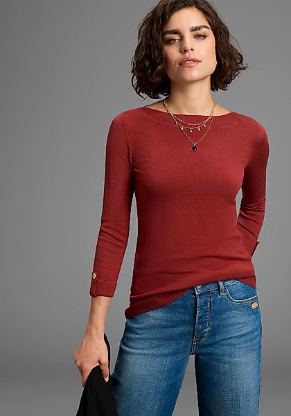 Laura Scott 3/4 Arm-Pullover leichter Übergangspullover mit Knopfdetail günstig online kaufen