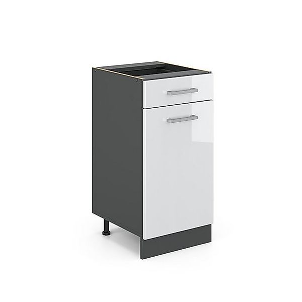 Vicco Küchenunterschrank R-Line Weiß Hochglanz/Anthrazit 40 cm ohne Arbeits günstig online kaufen
