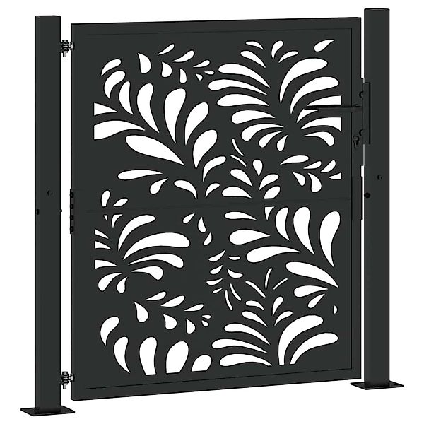 vidaXL Gartentor Schwarz 105x106 cm Stahl Wellen-Design 4100969 günstig online kaufen