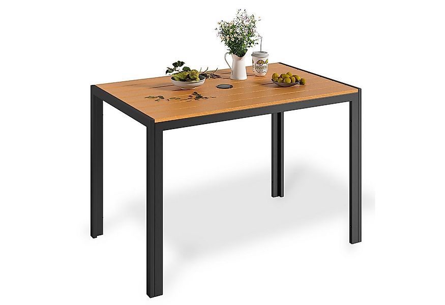 TLGREEN Gartentisch mit Sonnenschirmloch,110x70 cm Balkontisch Wetterfest ( günstig online kaufen