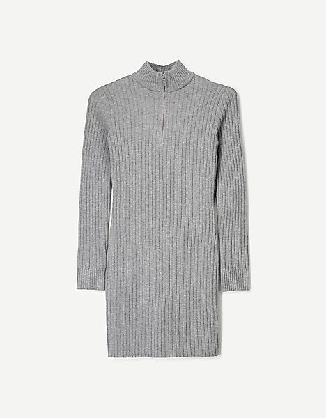 Bershka Minikleid Mit Rippenmuster Und Reißverschluss Damen M Dunkelgrau günstig online kaufen