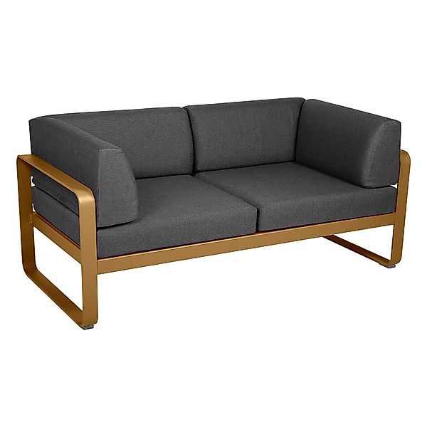 Bellevie 2-Sitzer Club Sofa D2 Lebkuchen A3 Graphitgrau günstig online kaufen