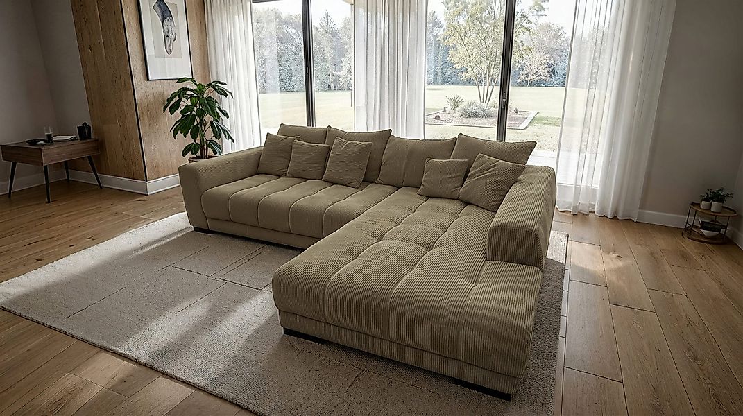 Massivart® Ecksofa Cord Grau / beige günstig online kaufen