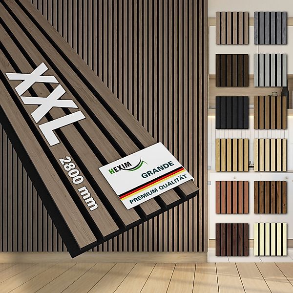 Hexim Wandpaneel, (Akustikpaneele 8 Stück 280x30cm Holz Grande - XXL Holzpa günstig online kaufen