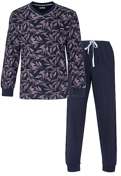 M.E.Q. Schlafanzug Modischer Herren pyjama mit Bündchen (2 tlg) Baumwolle günstig online kaufen