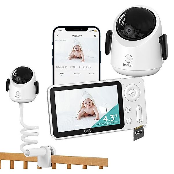 Boifun Babyphone WLAN Babyphone mit Kamera 4,3” 2MP Kamera App-Steuerung mi günstig online kaufen