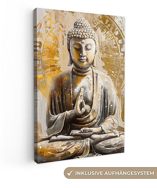 OneMillionCanvasses® Leinwandbild Buddha - Blume - Lotusblume - Weiß - Gold günstig online kaufen