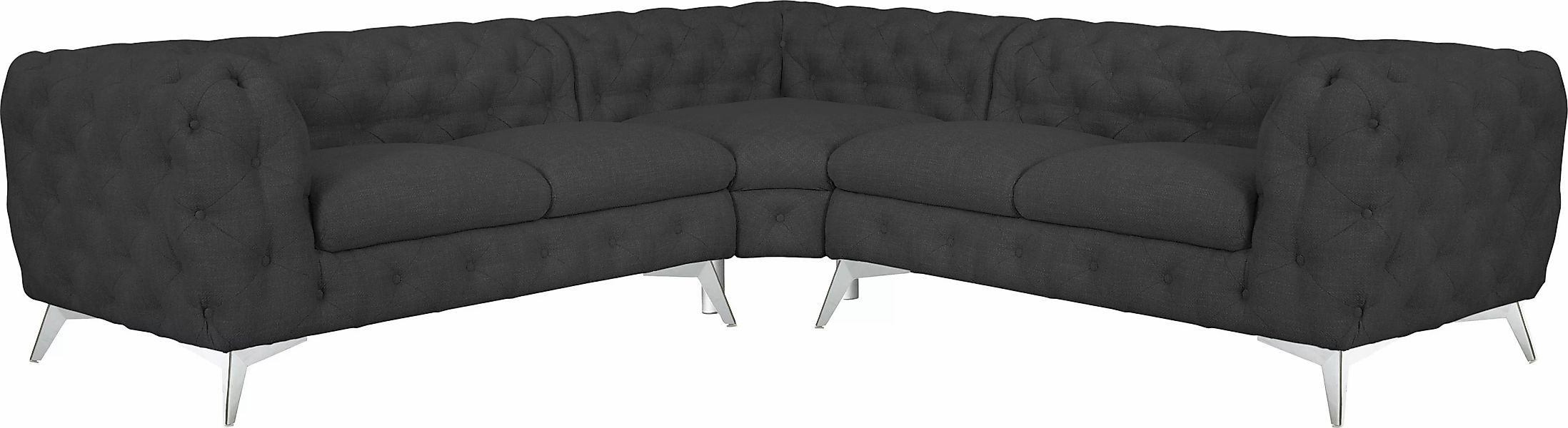 Leonique Chesterfield-Sofa "Ecksofa GLYNIS L-Form mit Wellenunterfederung, günstig online kaufen