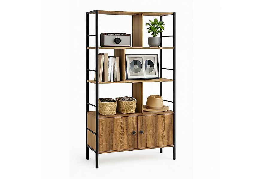 relaxdays Bücherregal mit Unterschrank, Holzoptik-Schwarz günstig online kaufen