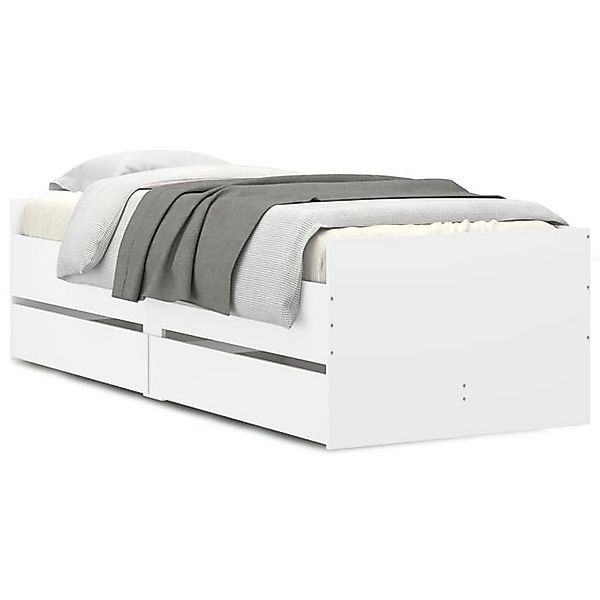 vidaXL Bettgestell, Bett mit Schubladen Weiß 75x190 cm günstig online kaufen