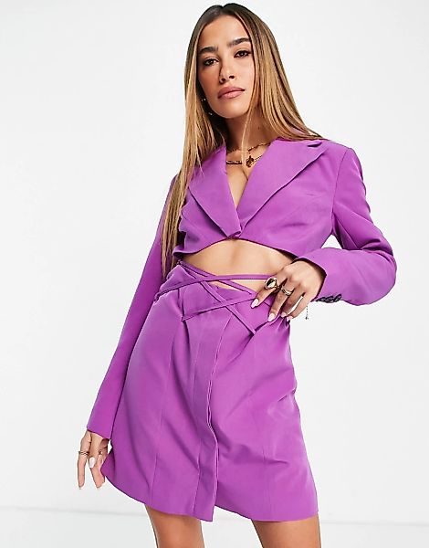 Topshop – Blazerkleid in Lila mit Zierausschnitt-Violett günstig online kaufen