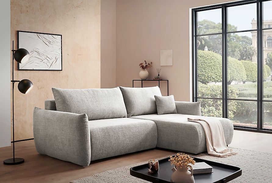 Home affaire Ecksofa "MAVAS Schlafsofa mit Bettkasten, L-Form," ca.257/127c günstig online kaufen