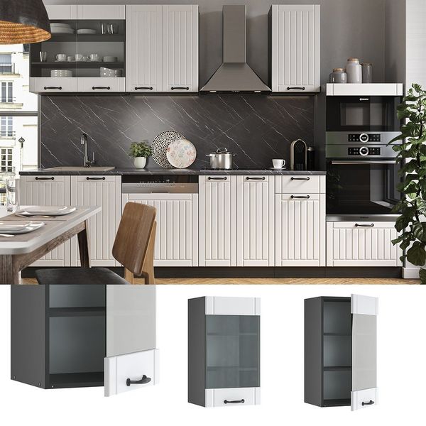 Vicco Glashängeschrank Fame-Line, Weiß Landhaus/Anthrazit, 40 günstig online kaufen